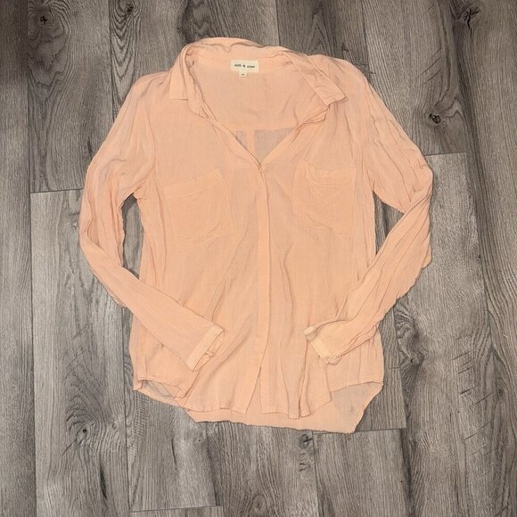 Cloth and Stone Coral Long Sleeve Button Down Shirt - Picture 1 of 5